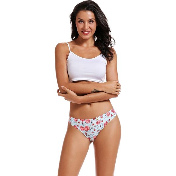 Women Seamless Micro-Mesh Thongs 5 Pack No Show Breathable Comfortable Panties - Picture 2 of 7